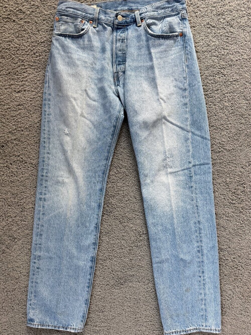 Levi's Premium 501 '54 Orig. Tapered Jeans W32 L32 Light Wash Distressed Big E